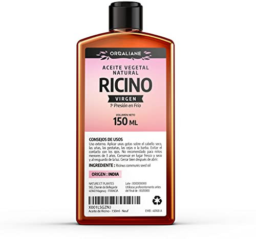 Aceite de Ricino 150 ml - 100% virgen - Puro y Prensado en frío - Ricinus Communis - Cabello, pestañas, cejas, uñas, barba