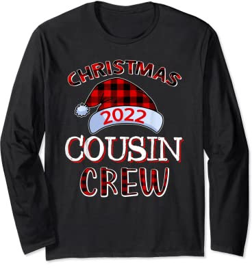 Christmas Cousin Crew Buffalo Red Plaid Pajamas Family Xmas Langarmshirt