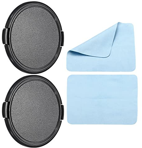 PATIKIL Camera Lens Cap, 2 Pack Sides Pinch Front Lens Cover with Microfiber Cleaning Cloth for 77mm Thread Universal DSLR Lenses for Nikon, for Fujifilm, for Pentax, for Leica