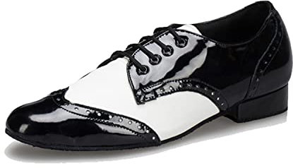 LITNERMIA Herren Schnürschuhe Latin Jazz Modern Rumba Ballsaal Social Tango Tanzschuhe,Asm2302 schwarz weiß 2.5cm Absatz,46 EU