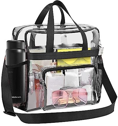 Nizirioo Transparente Tragetasche Clear Bag: Transparente Umhängetasche Einkaufstasche mit verstellbarem Schultergurt für das Fitnessstudio, für Arbeit, Sportspiele und Konzerte