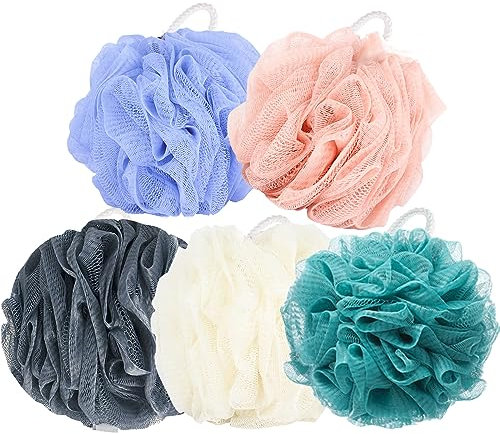 5 Stück Duschschwamm, Peeling Massage Badeschwamm Weich Langlebig Duschschwamm Körper Shower Sponge Schäumend Masche Luffa Schwamm, Vollschäumreinigung, Body Scrubber Duschknäul (30g)