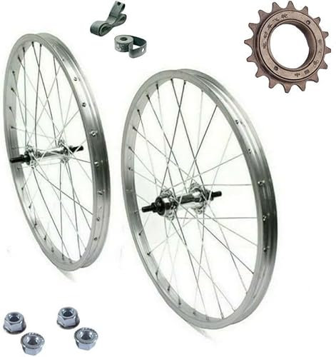 Radpaar Felge vorne + hinten 20 Zoll x 1,75 Zoll Fahrrad + Ritzel 16 Zähne 1 Gang Aluminium / Stahl 20 x 1,75 Hollandrad Citybike inklusive Muttern und Flap