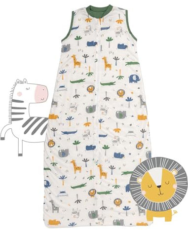 schlummersack Kinder Schlafsack Sommer 150 cm dünn Dschungel | Sommerschlafsack 1.0 Tog 1 Tog Baby Schlafsack Sommer | Schlafsack Baby Sommer Frühling
