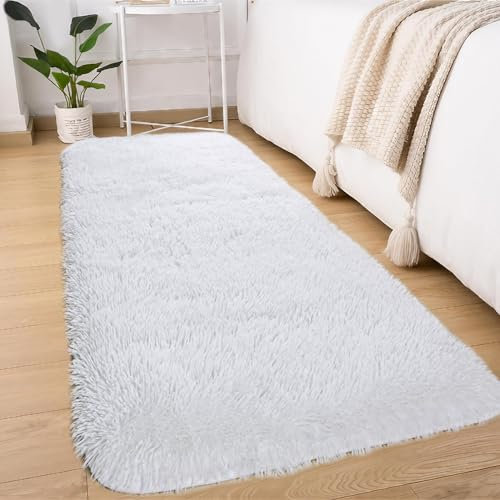 Sour Lemon Tapis de salon 60 x 120 cm gris - Tapis pour chambre à coucher - Lavable - Antidérapant - Moelleux - Tapis shaggy doux - Tapis pour enfants - Couloir - Salon
