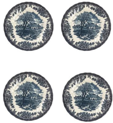 Churchill Brooke Blue Chelsea Dinner Plate 10, Set Of 4, Made In England