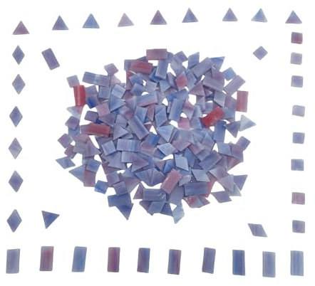 Glasmosaikfliesen, 4 Formen, quadratisch, Diamant, Dreieck, Rechteck, 220 Stück, Buntglas-Mosaikstücke für handgefertigte Kunst, Handwerk und Heimdekoration (Violett)