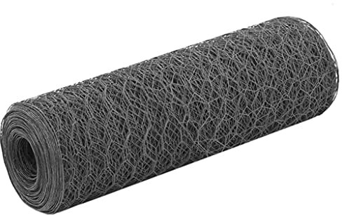 ShGaxin Drahtzaun Stahl mit PVC-Beschichtung 25x0,5 m Grau, Maschendrahtzaun, Gartenzaun, Hühnerzaun, Hundezaun, Hasendraht, Draht Zaun 143274
