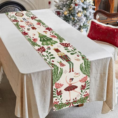 Baccessor Christmas Table Runner Nutcracker Runner for Table Kitchen Dinning Table Decoration for Home Farmhouse Party Seasonal Winter Holiday Christmas Decor 13x36 Inch