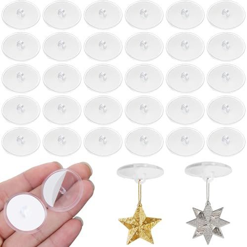 Crochet Adhésif Plafond, 30 Pièces Crochets de Plafond Mural en Transparent, Crochet Auto-adhésifs Sans Perçage pour Cuisine Salle de Bain Mur Porte, Accrocher des Décorations de Noël Halloween