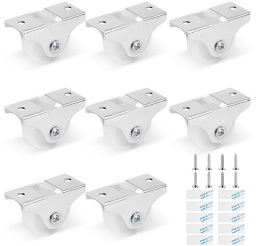Flintronic 8 Piezas Ruedas para Muebles, 25 mm Mini Ruedas de Plástico para Muebles, Ruedas para Muebles Pequeñas, para Cajas de Herramientas, Muebles, Carros, Con Tornillos y Adhesivo, Blanco