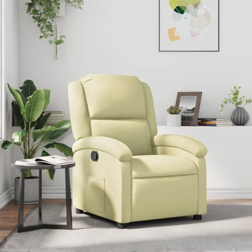 YITHOPI Relaxsessel Creme Echtleder Bürostuhl Wohnzimmersessel für Küche Büro
