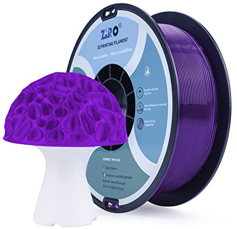 ZIRO PLA Filament 1.75mm, 3D Drucker Filament PLA Durchscheinende Serie 1.75mm 1KG(2.2lbs), Maßgenauigkeit +/- 0.03mm, T-Lila