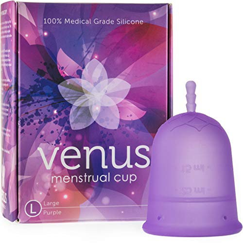 Venus Menstrual Cup (Period Cup for Women) - Best for Heavy Flow - 12 Hours Leak-Free Protection - 100% Medical-Grade Silicone Reusable Cup - Unique Design to Ease Your Period Cycle | Large