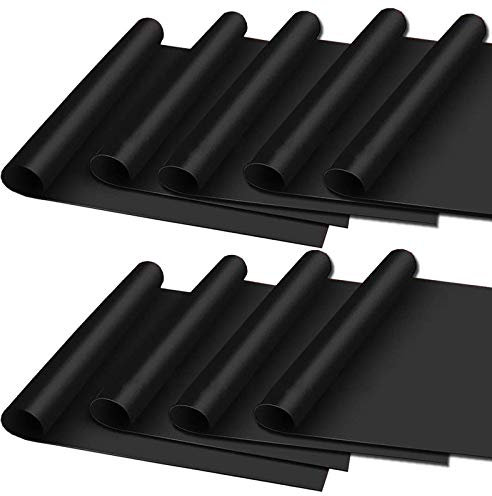 HAC24 9er Set BBQ Grillmatte Antihaft Dauer Grillmatten Glasfaser Grillunterlage Bratfolie Grill Unterlage Backmatte