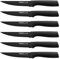 TRENDS HOME Steak Knife Set of 6 Serrated Premium Stainless Steel Blades Dishwasher Safe Non-Stick Black Coating