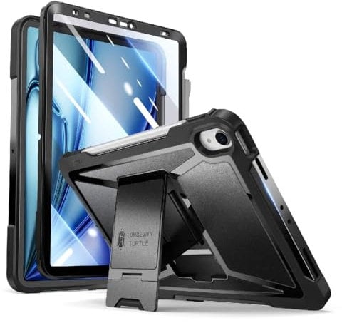 ZtotopCases étui ipad Air 11 Pouces 2025/2024 M3/M2,Air 5/Air 4 pour 2022/2020 10.9 Pouces,Film Protecteur intégré,Double Couche Anti-Choc,Support+Stylo,iPad Pro 11 1ère génération,Noir