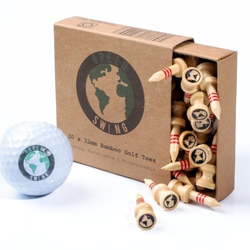 Green Swing Bambus-Golf-Tees, 32 mm, robust, nachhaltig, biologisch abbaubar, 30 Stück