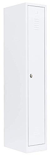 Lüllmann Spind Garderobenschrank voll verschweißt Stahlschrank Metallschrank Kleiderspind 1800 x 315 x 500 mm Signalweiß
