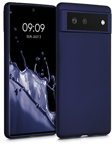 kwmobile Case kompatibel mit Google Pixel 6 Hülle - Schutzhülle aus Silikon metallisch schimmernd - Handyhülle Metallic Blau
