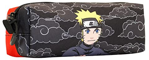Naruto Clouds-Estuche Portatodo Cuadrado FAN, Negro, 21 x 8 cm