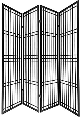 Fine Asianliving Paravent Japanische Trennwand Shoji B180xH180cm Raumteiler Schwarz - Tokyo Japanische Paravent Raumteiler Shoji Raumtrenner Spanische Wand Sichtschutz Trennwand