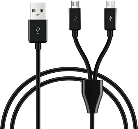 GELRHONR Câble Répartiteur USB Vers Micro USB 2 en 1 - Adaptateur de Synchronisation et Charge A Mâle Vers 2 Micro USB Mâles - Noir
