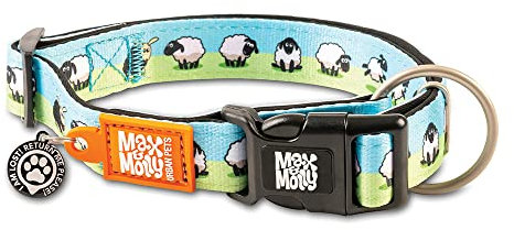 Max & Molly Gotcha! Hundehalsband Halsband Hund mit Smart ID, gepolstertes Neopren Halsband mit Design für sehr kleine Hunde, wasserdicht, bequem, verstellbar, Black Sheep, XS
