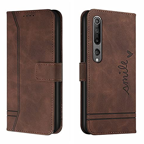 Bravoday Hülle für Xiaomi Mi 10 5G / Xiaomi Mi 10Pro 5G, PU Ledertasche Handyhülle Flip Schutzhülle Kompatibel mit Xiaomi Mi 10 5G / Xiaomi Mi 10Pro 5G, mit Kartenfäch & Kickstand, Braun