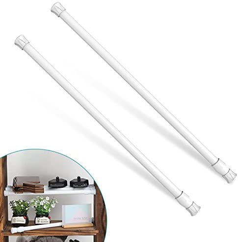 2 Stück Ausziehbare Kleiderstange, 40-70cm Teleskopstange Klemmstange Ohne Bohren Garderoben-Stange der Kleiderbügel Verstellbarer für Kleiderschrank, Schrank, Küche, Badezimmer -Weiß