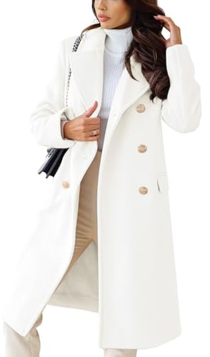 CHARTOU Women's Winter Jacket Double-Breasted Wool Blend Warm Long Trench Coat