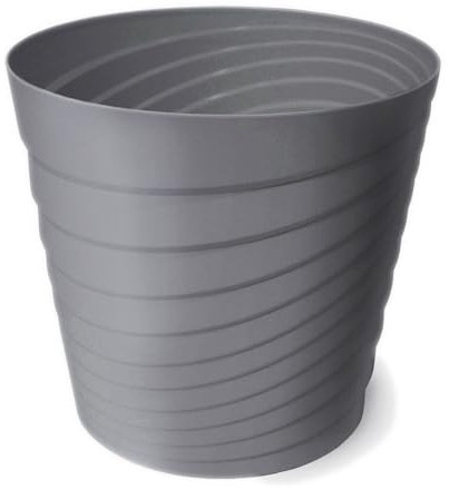 VERDENIA Swing Pot de Fleurs, léger, pour l'intérieur et l'extérieur, résistant aux intempéries, Beau Design ondulé, Plastique de qualité supérieure, 22 x 22 x 21 cm, Gris