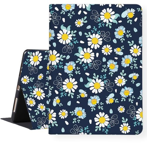 LI-Love Case for iPad A16 11 Inch 2025 (11th Gen), iPad 10th Generation 10.9 Inch 2022, Soft TPU Daisy Folio Stand Cover Adjustable Angles Auto Wake Sleep Smart Case