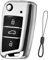 Teenpull Schlüssel hülle für VW, Skoda, Seat, Auto schlüsselhülle für Golf 7 Polo Tiguan MK7 Kodiaq Octavia Leon Ateca Arona, mit Schlüsselanhänger Autozubehör (D-Silber)