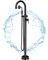 Freestanding Bathtub Tap, Black Tall Bathroom Bath Tap, Thermostatic Shower Mixer Tap Set, Handheld Shower Head with Flexile Hose, 2 Water Outlets, Floor Mounted