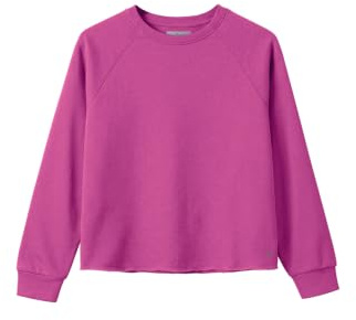 Enorsia Womens French Terry Lined Crew Neck Sweatshirt - Loose Fit Raw Edge Hem with Raglan Sleeves jumpers for women