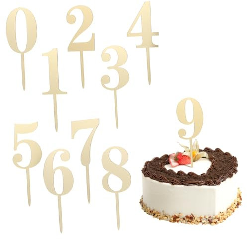 JOINPAYA 20pcs Digital Cake Insert Number Cake Toppers Acrylic for Birthday Anniversary Happy Birthday Decorations