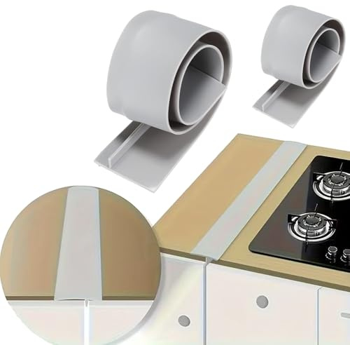 2 Pack Flexible Kitchen Stove Gap Covers, Silicone Gap Fillers Between Counter and Stovetop,Washer, Oven, Dryer, Easy to Wipe, Food grade silicone material (Gray,25in)