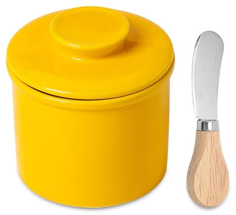 Beurrier français en porcelaine avec couvercle, rond, refroidi à l'eau, avec couteau à fromage, pour conserver le beurre frais, prêt à manger, 150 ml