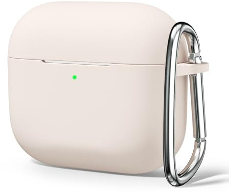 Oakxco für Airpods 4 Hülle Karabiner, Wasserdicht und Stoßfest Silikon Protective Case, Apple Airpods 4th Generation Case Weiches, Elegant Kawaii Einfarbig Design für Damen Frauen, Beige Taupe Stone