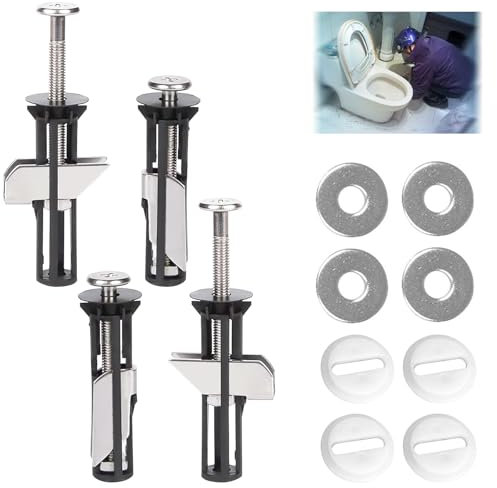 Hhaoysogd Toilettensitz Befestigung Bolzen, 4 Stück Edelstahl Toilettensitz Ersatzteil Kit Schrauben für Scharniere, WC Sitz Befestigungset für Top Montage WC Scharnie Zubehör