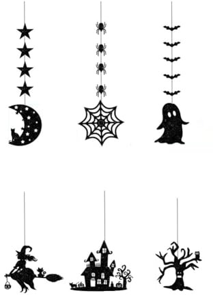 Bosiyrggrl Hanging Banners on Halloween Scary Spider Witch Ghost Bat Pendant Ornament Kuaile Halloween Housing Decoration