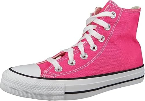 Divadames Womens High Top Lace Up Flat Canvas Pumps Ladies Casual Plain Shoes Size (Fuchsia, UK Footwear Size System, Adult, Women, Numeric, Medium, 8)