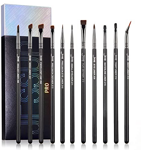 Jessup Pinselset Eyeliner Pinsel Set Professionelles Augenpinselset 11-teilig Make Up Pinsel Augenpinsel Makeup Brushes Schminkpinsel Kosmetikpinsel Präzisions-Eyeliner Definierer Schwarz/Silber T324