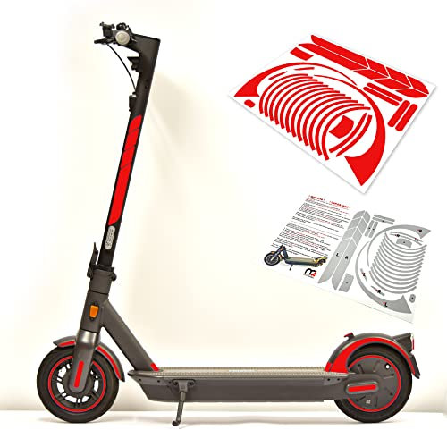 m2medien Aufkleber-Set/Sticker Set - 25-teilig auf 34x22cm Bogen geeignet für Segway Ninebot Max g30d E-Scooter (Rot Reflektierend)