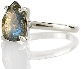 Lässige Ringe - Labradorit Ring in 925 Sterling Silber - Zierliche Ringe, Geburtstagsringe, BFF Ringe, Mom Ringe - mit schicker Box