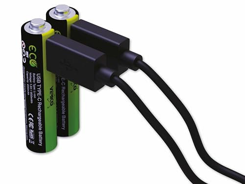 VERICO LoopEnergy AAA 900 Wiederaufladbare USB-C Batterie AAA 1,5V 900mWh (600mAh) Li-Ion Akku, Schnellladung via USB-C Anschluss in ca. 2 Stunden (2X AAA)