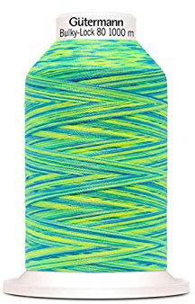Das hüpfende Komma Gütermann Bulky-Lock Multicolour Bauschgarn No.80 Lime-blau 1000m