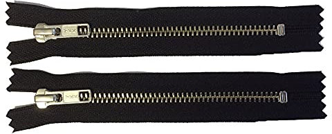 2 Reißverschlüsse Metall für Jeans 18 cm schwarz/silber YKK
