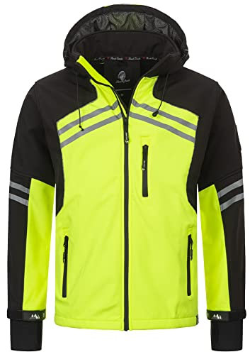 Rock Creek Herren Softshell Jacke Outdoor Jacke Windbreaker Übergangsjacke Anorak Kapuze Regenjacke Winterjacke Herrenjacke Jacket H-285 Neongelb 2XL